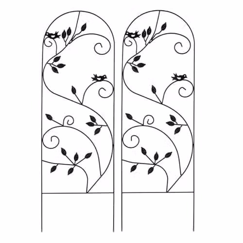 Garden Gear Black Metal Decorative Bird Design Plant Support, Height: 120 cm