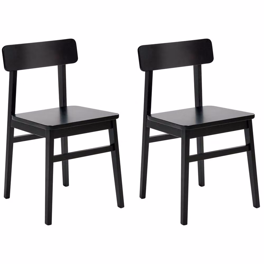 Wyld and Coco Set of 2 Black Lacquered Rubberwood Dining Chairs in a Classic Style – 2