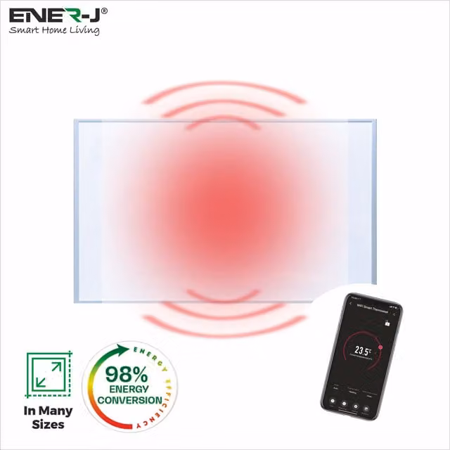 Ener-J 600W Ultra Slim White Infrared Electric Panel Heater with Overheat Protection, W/H: 100.5 x 59.5 cm