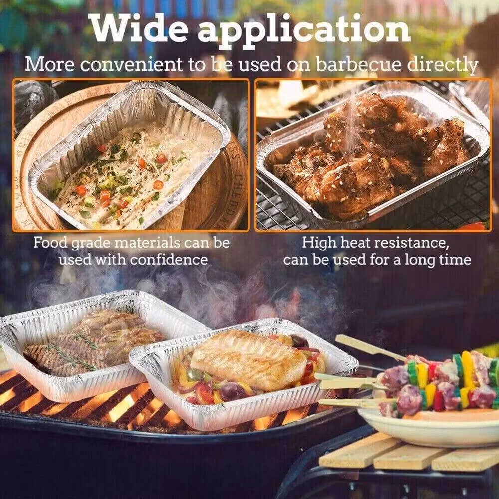 SPETLEK Silver Rectangular Foil Tin Cooking Tray Set – 3