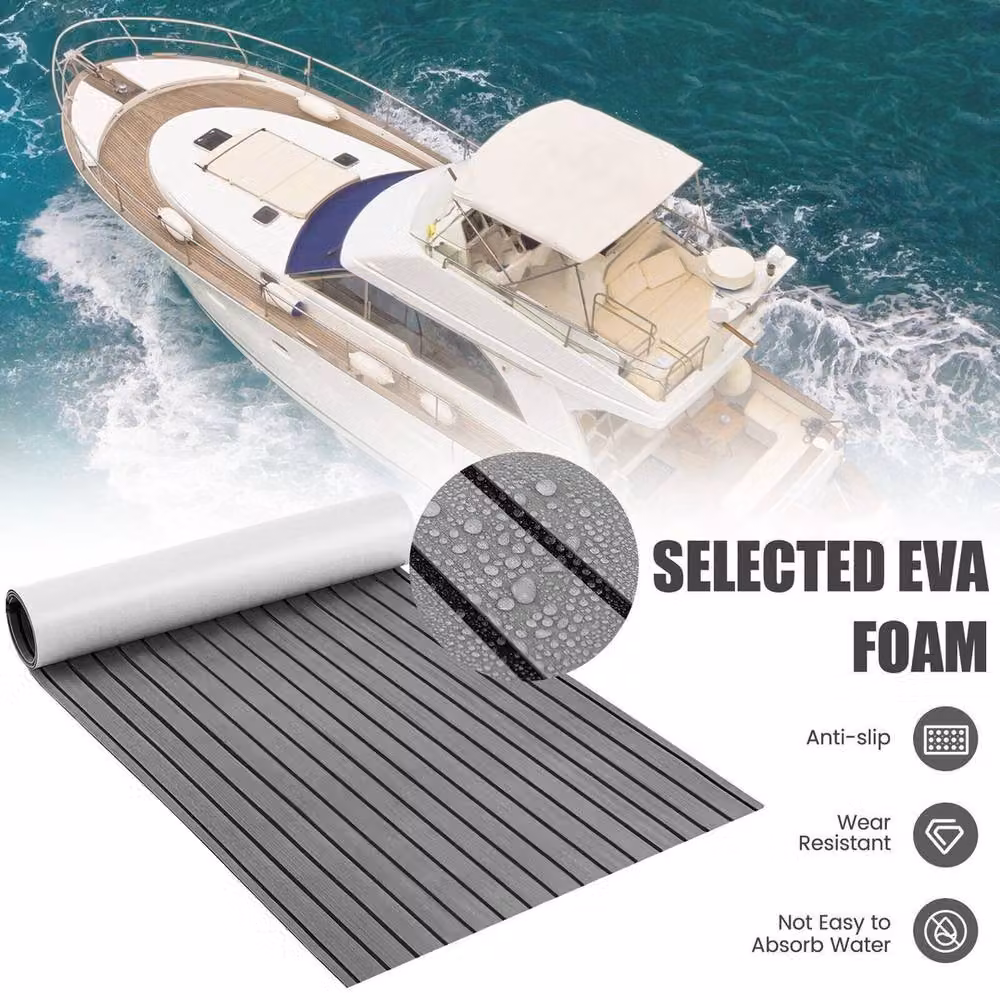NESTLUNE Non-Slip EVA Foam Boat Flooring Decking Sheet, Grey, W: 52 cm, L: 1000 cm – 2