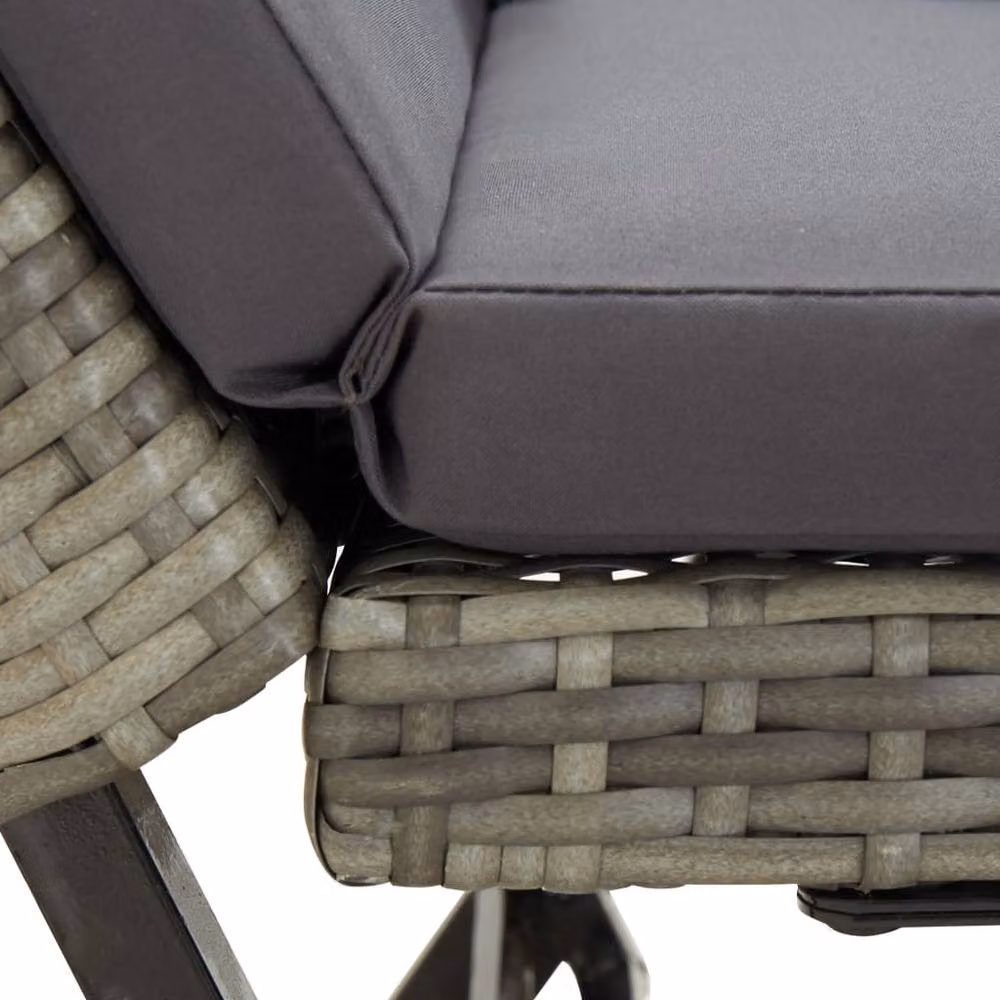 Berkfield Home Grey Poly Rattan Garden Bench with Cushions, W: 176 cm, H: 80 cm – 3