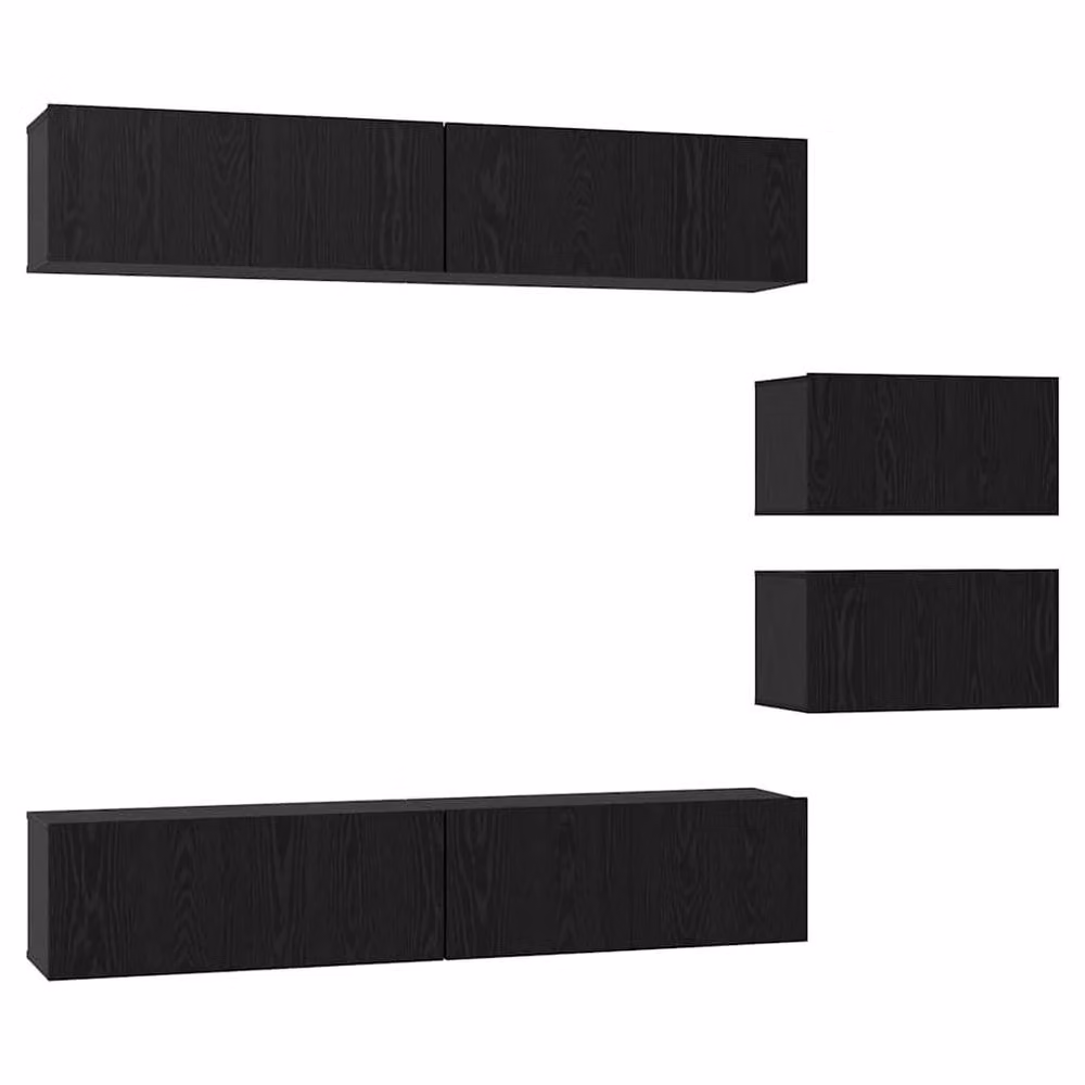 Berkfield Home Modern Black Oak TV Cabinet with 6 Media Compartments, W/D/H: 80 x 30 x 30.5 cm – 2
