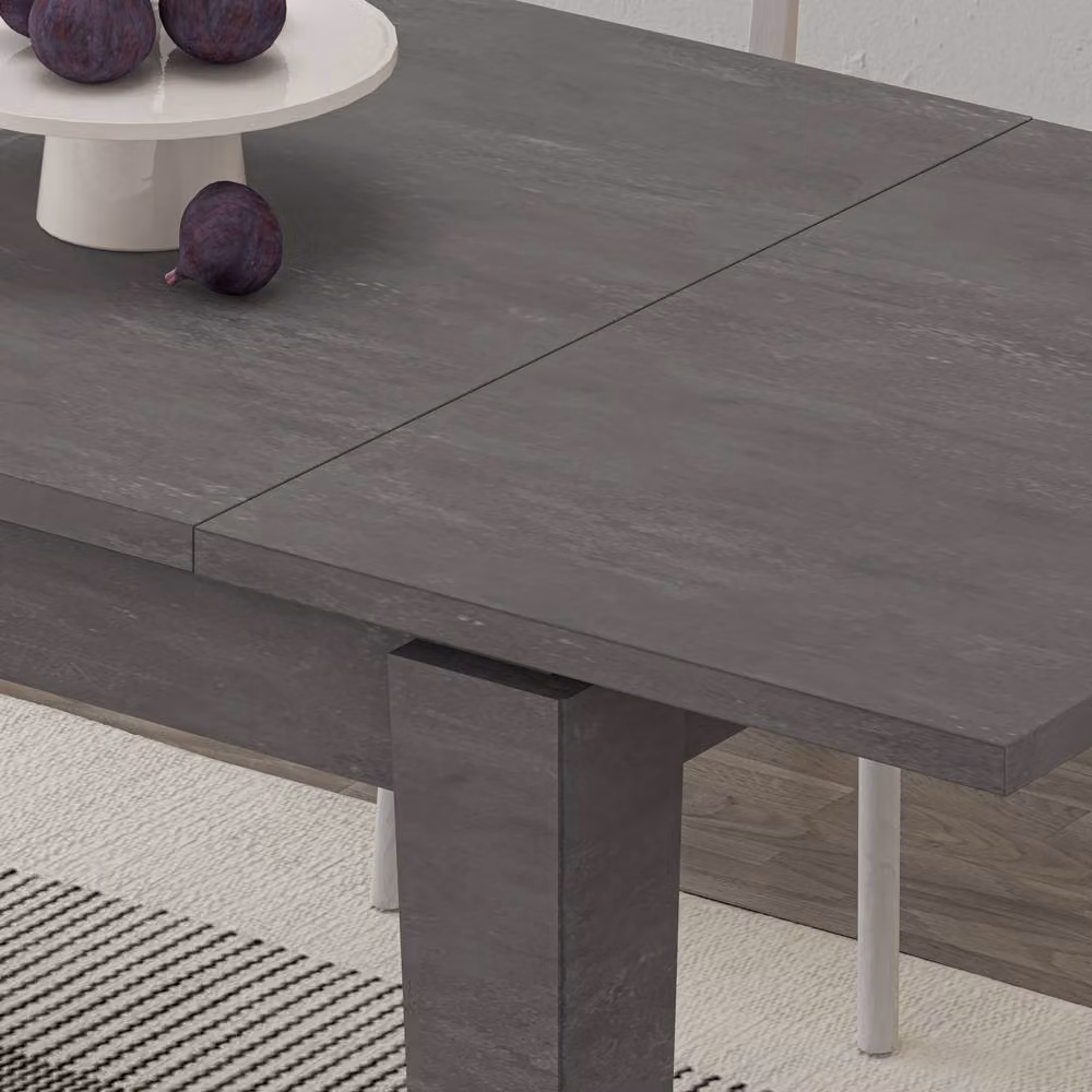 Decortie Tolmen Extendable Rectangular Wooden Dining Table in Mid Grey – 3