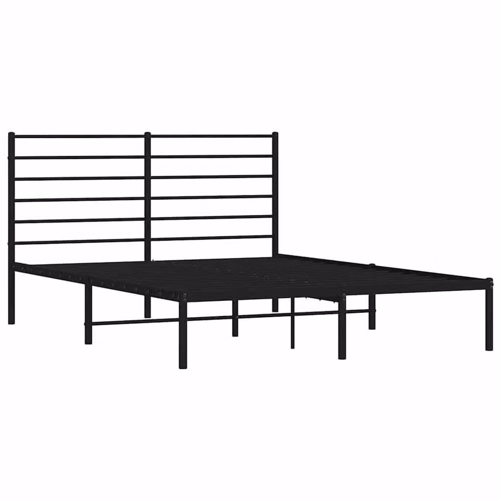 Berkfield Home Metal Bed Frame with Headboard in Black, W/D/H: 120 x 190 cm Small Double – 2