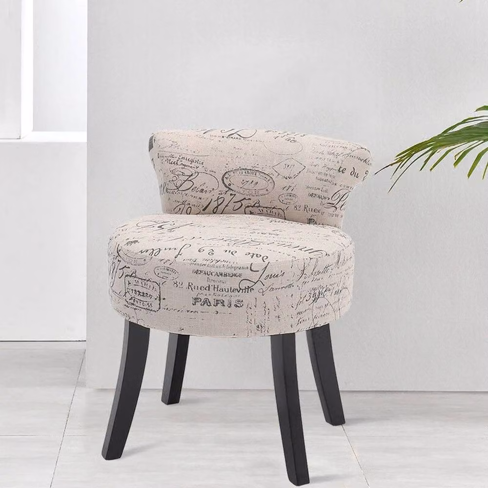 FORGEVIO Padded Beige Fabric Vanity Chair and Makeup Dressing Table Stool – 2