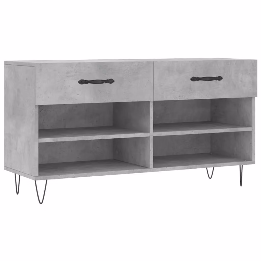 Berkfield Home Industrial Shoe Bench in Concrete Grey, W/D/H: 102 x 35 x 55 cm – 2