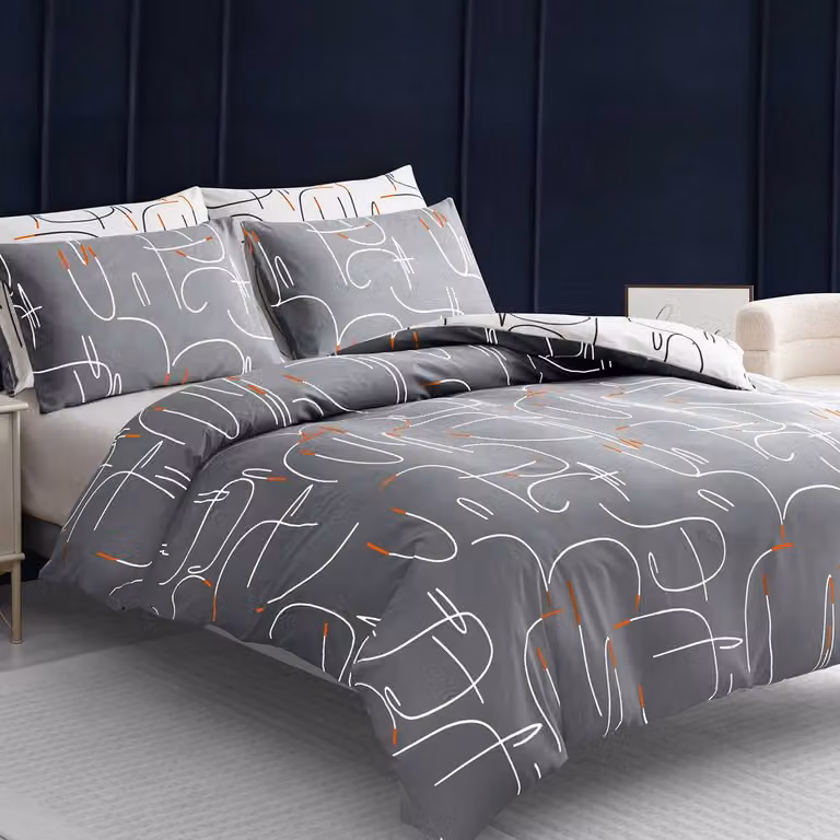 Grace Luxury Ultrasoft Microfibre Bedding Set in Grey, including Duvet Cover, Fitted Sheet and Pillowcase