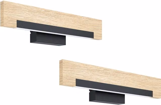 Loops 2 Pack Modern Up and Down LED Wall Lights in Black and Brown with White Plastic Shade and 8.5W Bulb Included