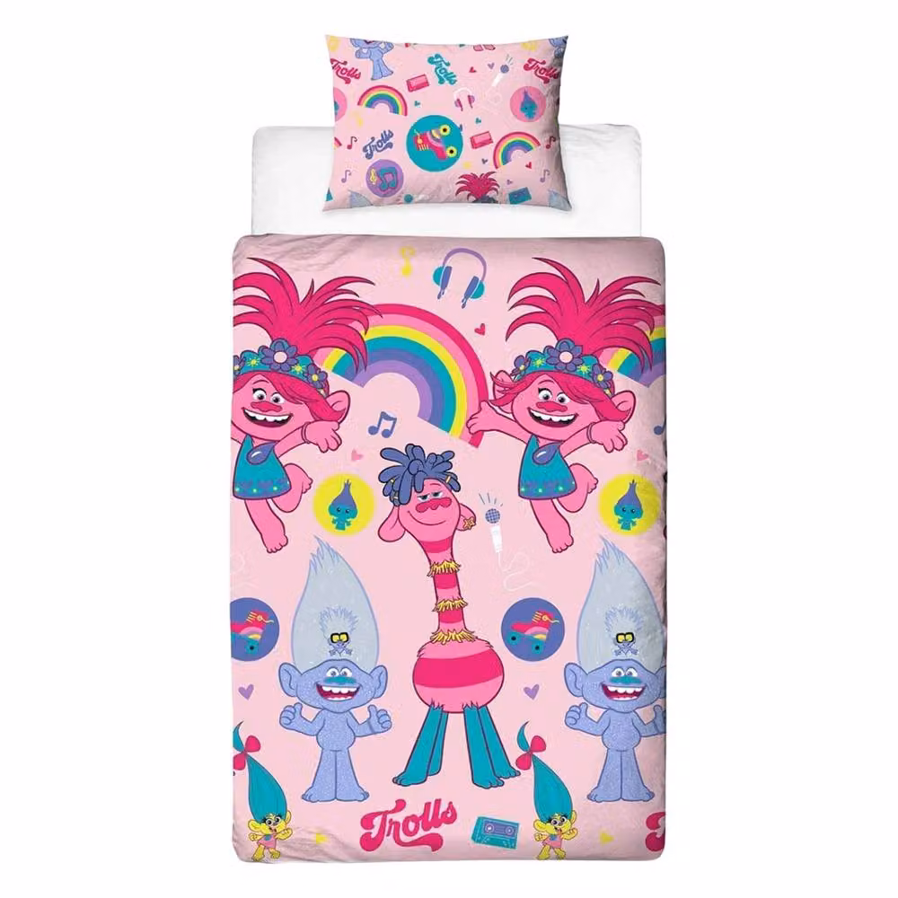 DreamWorks World Tour Reversible Duvet Set and Pillowcase in Pink, W: 90 cm, L: 200 cm – 2