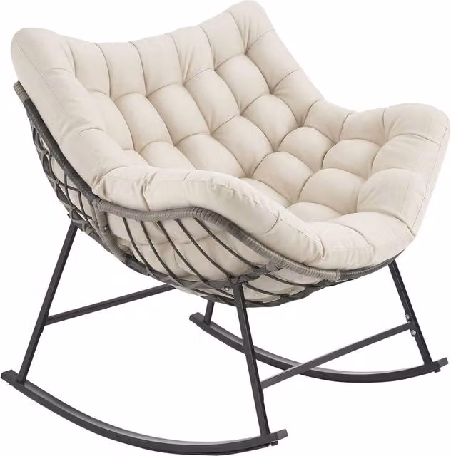 tectake Tami Rocking Chair with Armrests in Beige – 1