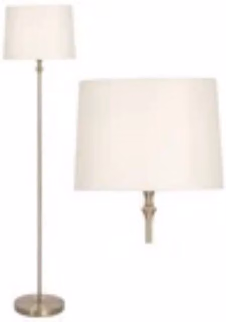 Havendro Modern Brass Floor Lamp with Beige Fabric Cylinder Shade