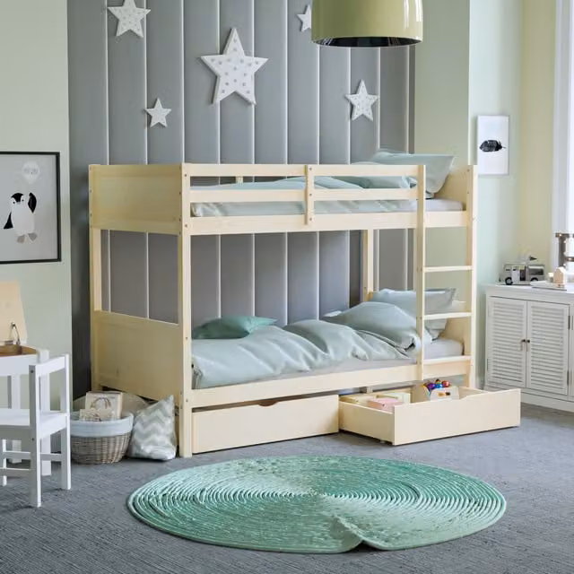 Vida Designs Gemini Detachable Bunk Bed with Underbed Drawers in Pine