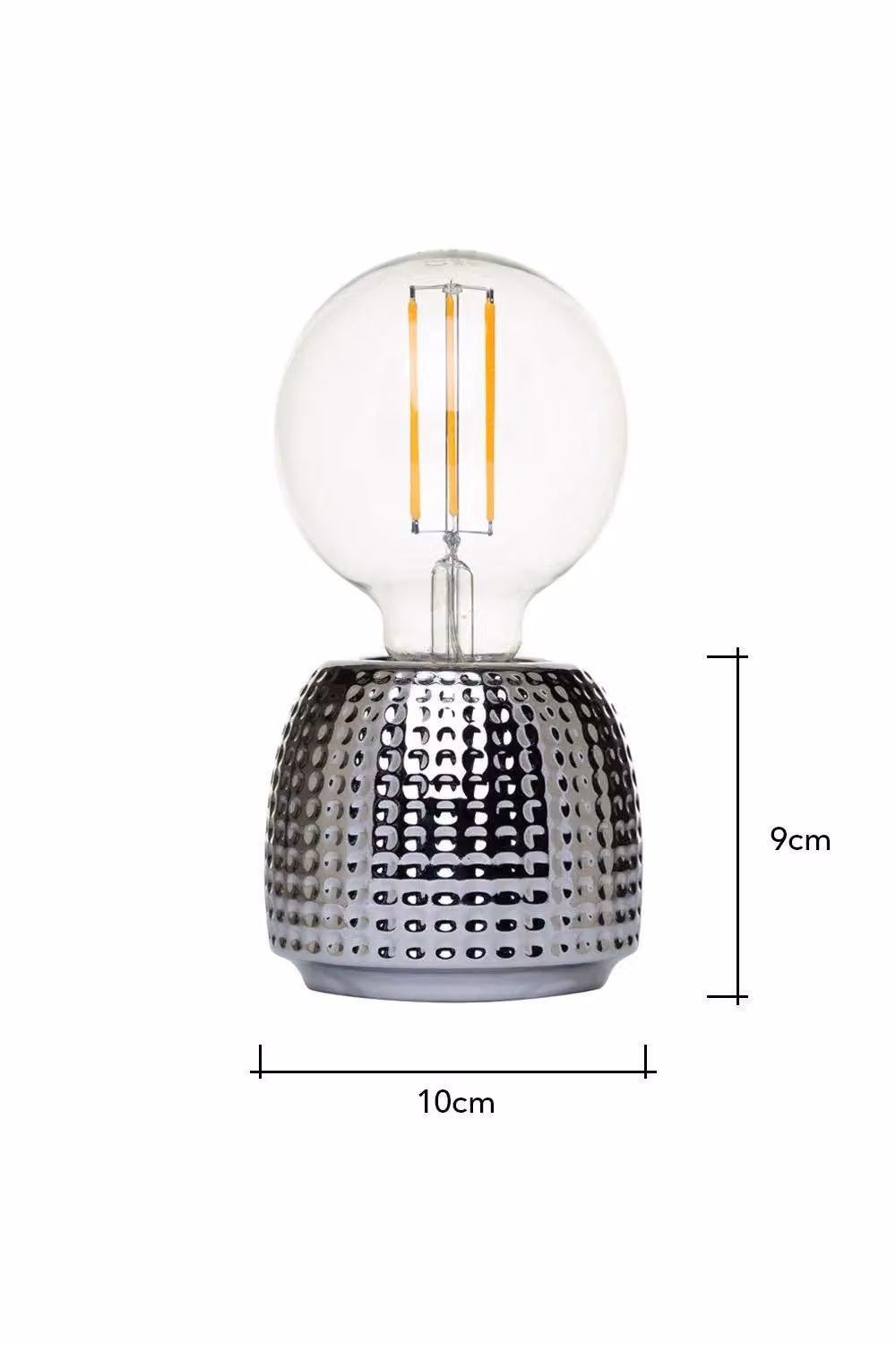 BHS Lighting Modern Oak and Chrome Table Lamp with Silver Glass Sphere – 3