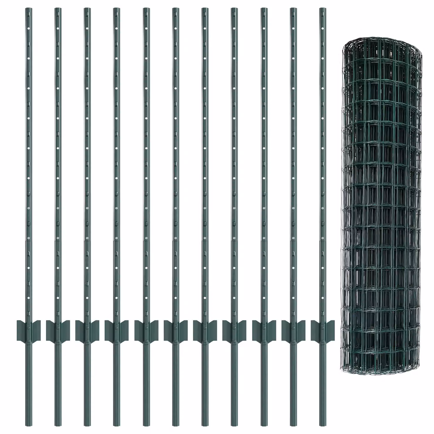 Berkfield Home Euro Fence Green Steel with 11 U-Posts, 1 x 25 m – 3
