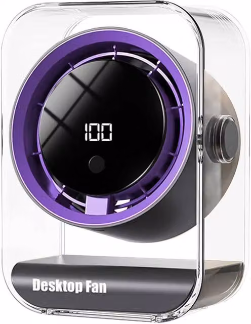 Dyzi Smart Desktop Fan, 100 Speed Rechargeable Silent Table Fan in Black – 1