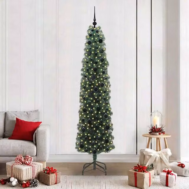Berkfield Home Artificial Green Christmas Tree with 300 Warm White LEDs and Stand, Height: 210 cm
