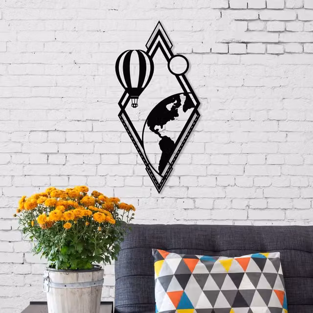 Decortie From Earth Metal Decorative Wall Art, Black, W: 152.4 cm, H: 76.2 cm, D: 1.0 cm
