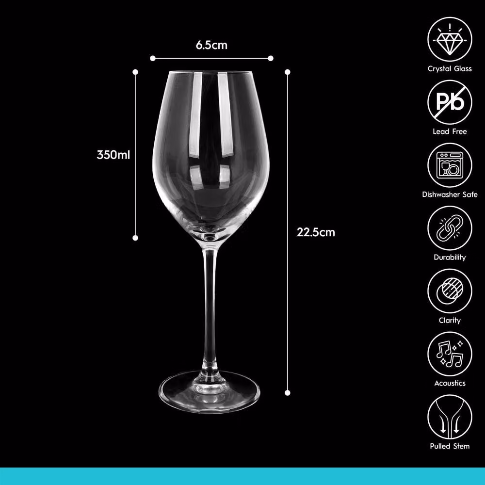 Argon Tableware Mayfair Lead-Free Crystal White Wine Glasses, 350ml, Pack of 6, Clear – 4