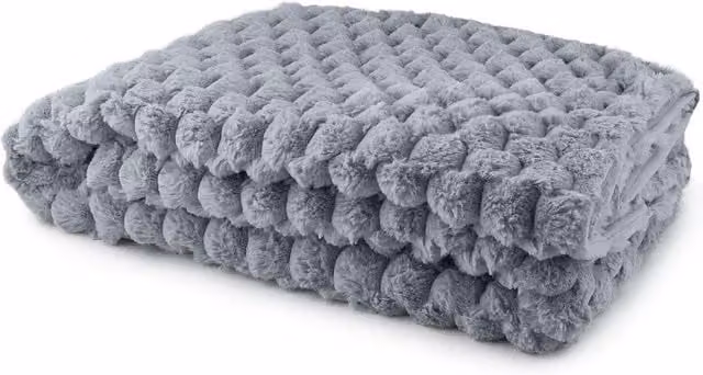 Emma Barclay Grey Faux Fur Throw, Width: 180 cm