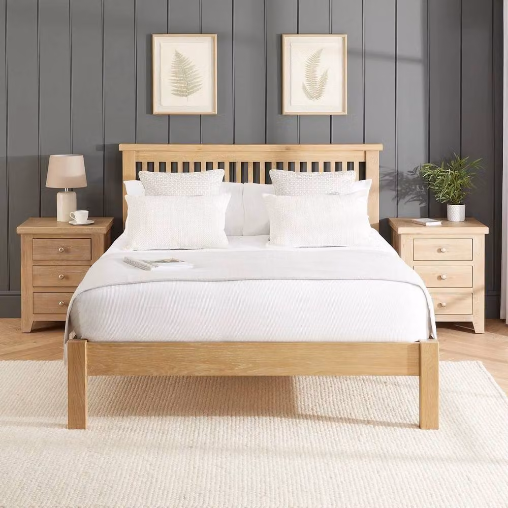 FORGEVIO Cheshire King Size Bed in Natural Whitewash Solid Oak, W/D/H: 180 x 200 cm – 3