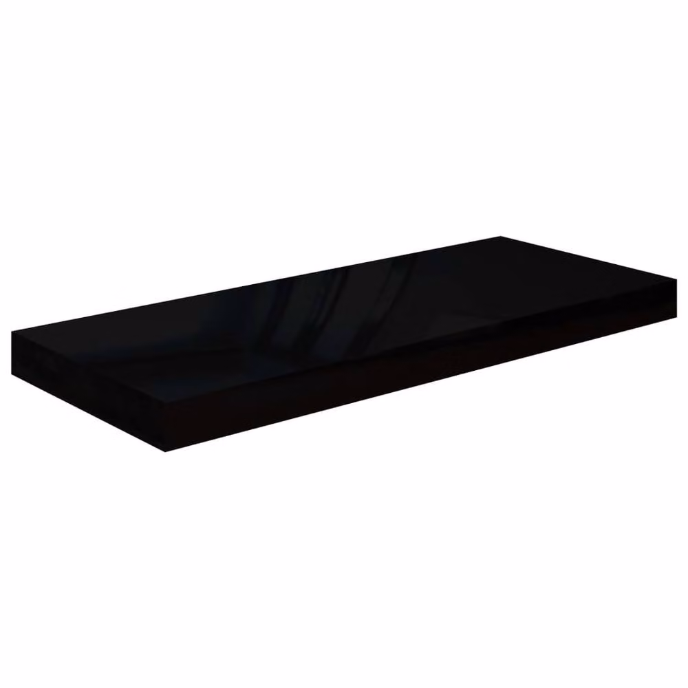 Berkfield Home Durable Floating Wall Shelf in High Gloss Black, W: 60 cm, D: 23.5 cm, H: 3.8 cm – 3