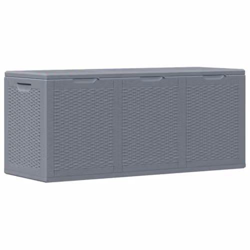 vidaXL Grey Rattan Plastic Garden Storage Box