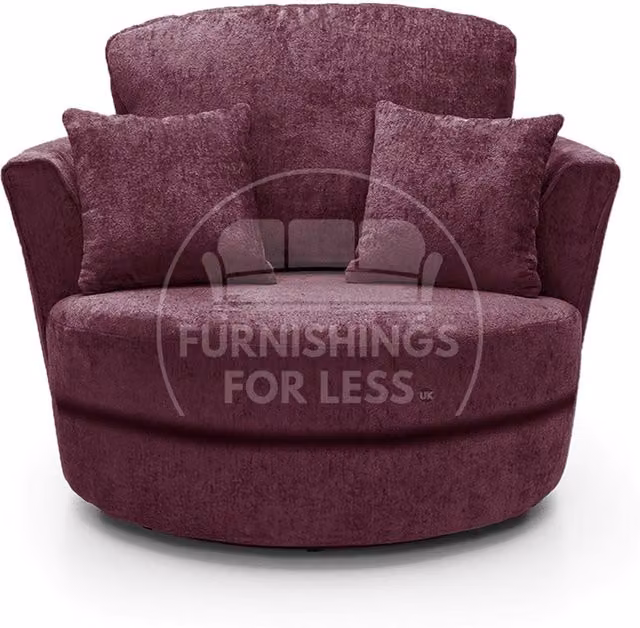 Furnishings For Less UK Monaco Purple Chenille Fabric 360 Degree Swivel Tub Chair with Armrests