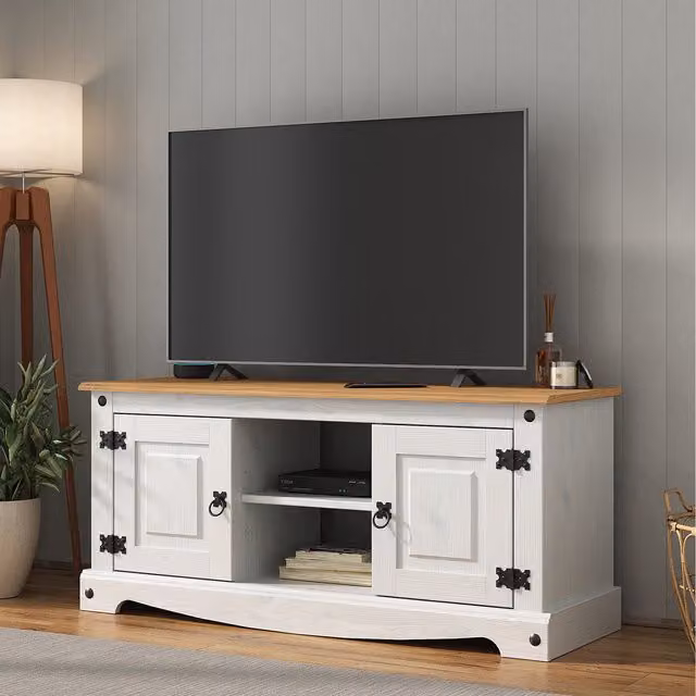 Mews Rustic White Wood TV Stand
