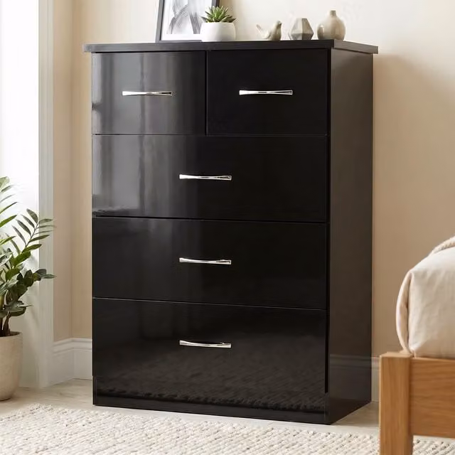 Seconique Nevada 3 plus 2 Chest in Black Gloss