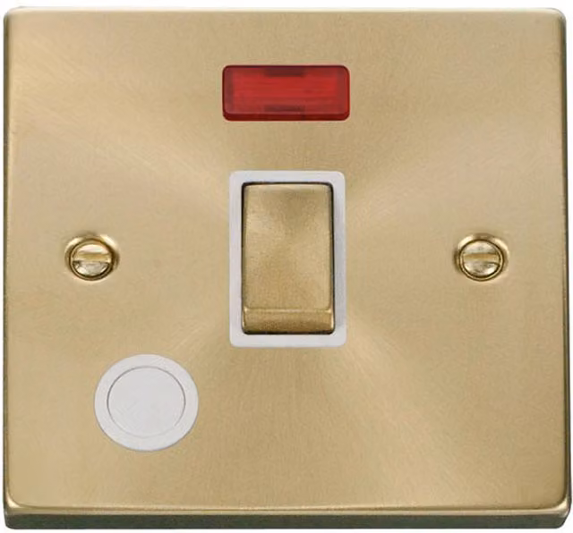 SE HOME Satin Brushed Brass 1 Gang 20A Ingot DP Switch with Flex and Neon in White and Gold