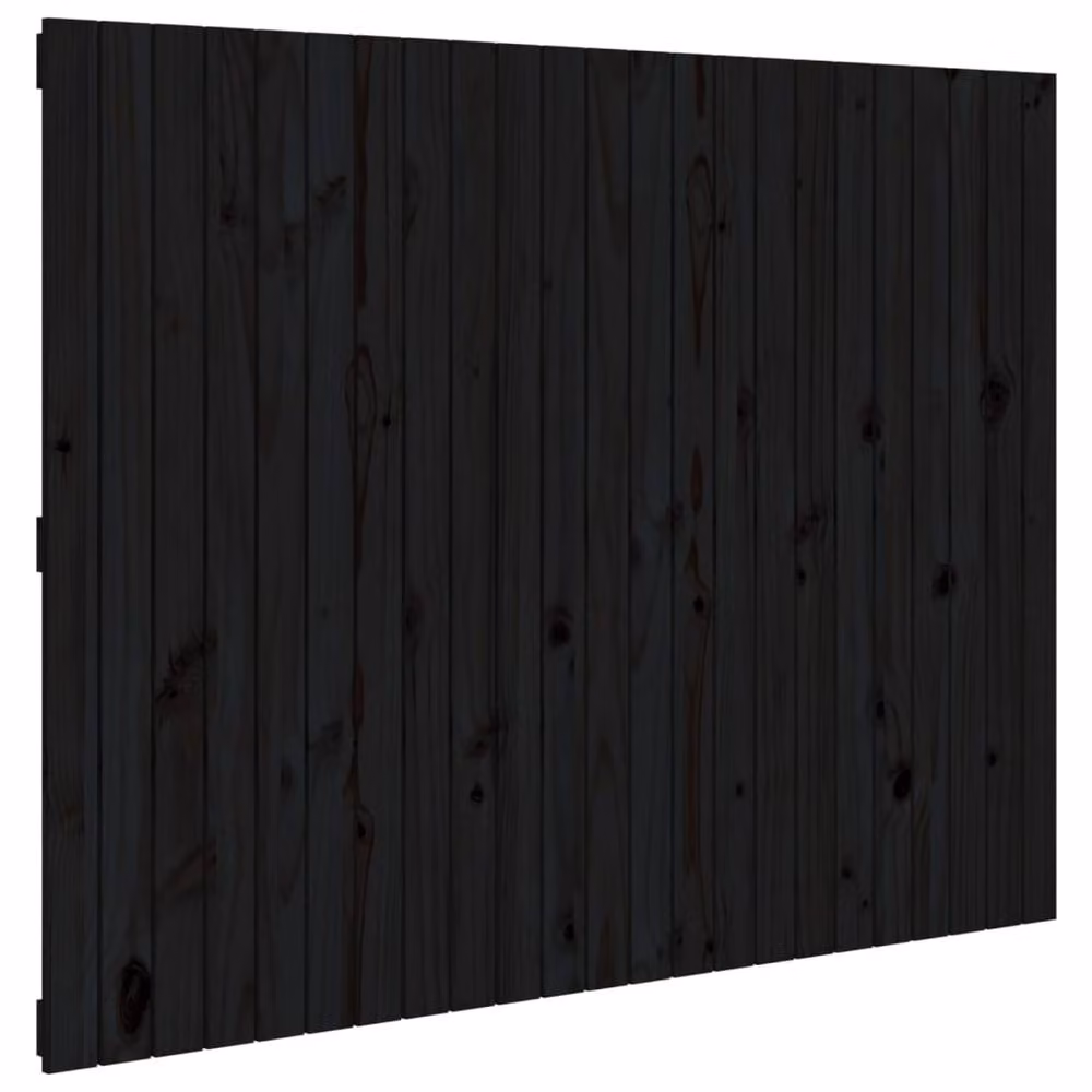 Berkfield Home Black Solid Wood Pine Wall Headboard, W: 146.5 cm, D: 3 cm, H: 110 cm – 2