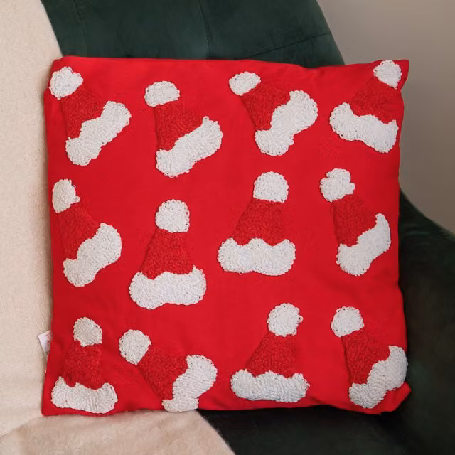 Samuel Alexander Red and White Santa Hat Christmas Cushion, W/D/H: 43 x 43 x 43 cm – 1