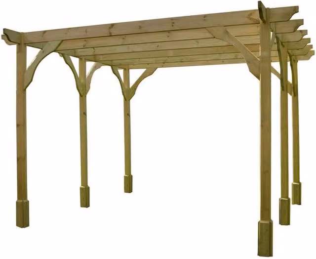 Rutland County Garden Furniture Ltd Premium 6 Post Wood Pergola in Green, W: 600 cm, D: 360 cm, H: 270 cm