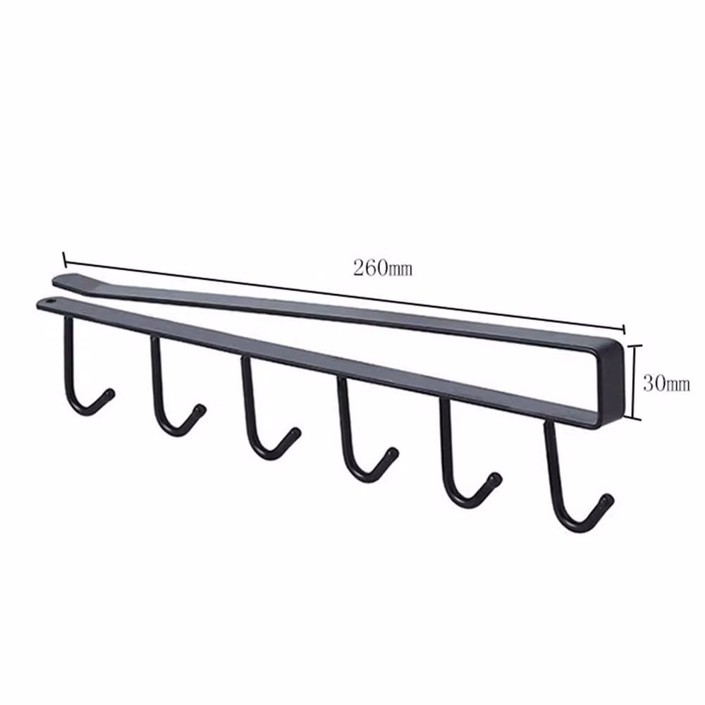 ExtraStar Black Metal Over-the-Cabinet Hanging Door Hook Rack – 4