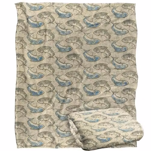 JQ Licensing Ying Yang Fish Pattern Super Soft Fleece Throw Blanket, White, W/D/H: 152 x 127 cm – 1