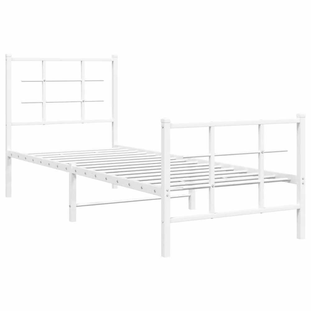 Berkfield Home Metal Bed Frame with Footboard, White, W: 75 cm, L: 190 cm – 3