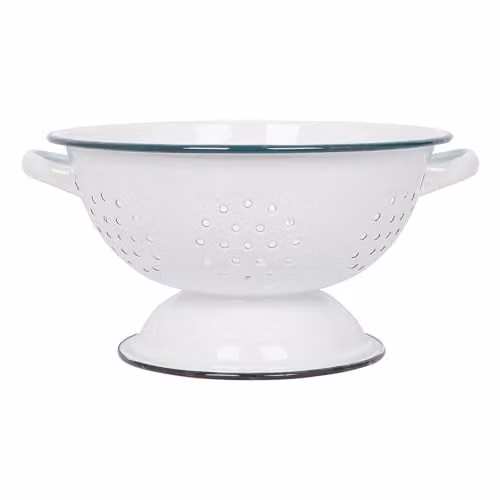 Argon Tableware Metal Enamel Colander with Handles, Blue and White, Diameter: 23.5 cm – 1