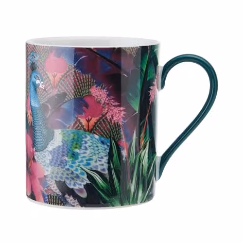 Mikasa Sarah Arnett Porcelain Mug, 350ml, Multicolour Peacock Print – 1
