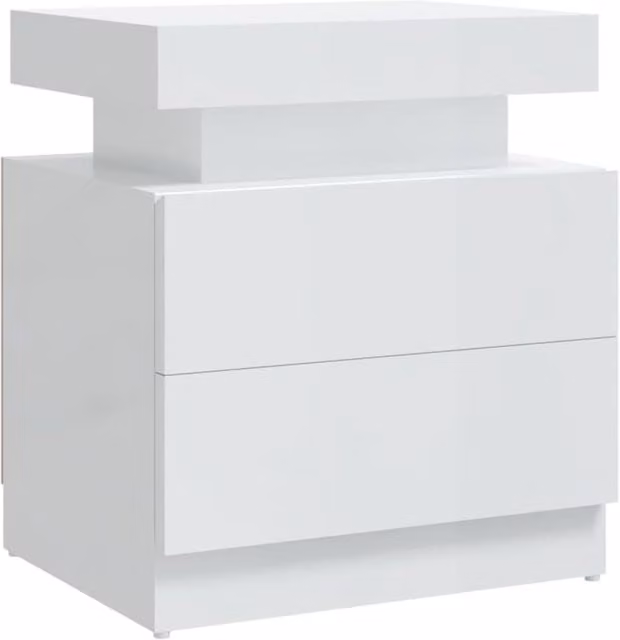 Berkfield Home High Gloss White Bedside Cabinet W: 45 cm, D: 35 cm, H: 52 cm