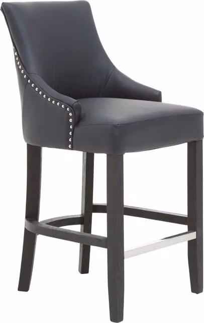 Orsina High Back Bar Stool with Velvet Seat and Footrest in Black