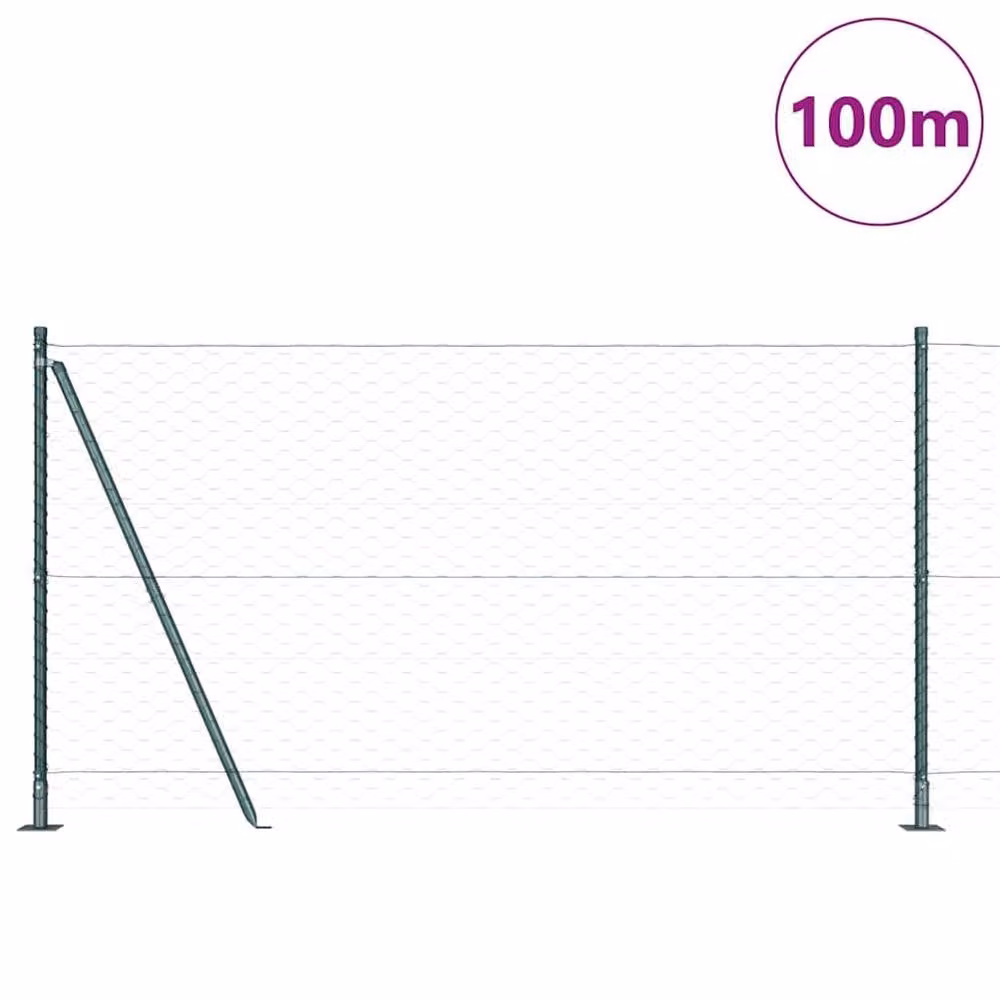 Berkfield Home Green Steel Hexagon Fence, H: 120 cm x W: 100 m – 2