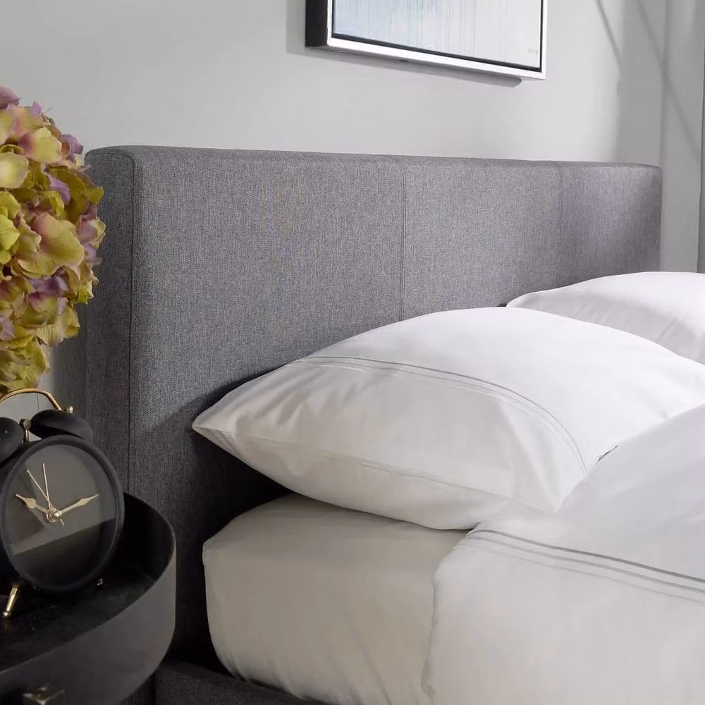 FLAVORA Modern Upholstered Fabric Cot Storage Bed Frame with Lift Up Base in Grey – 4