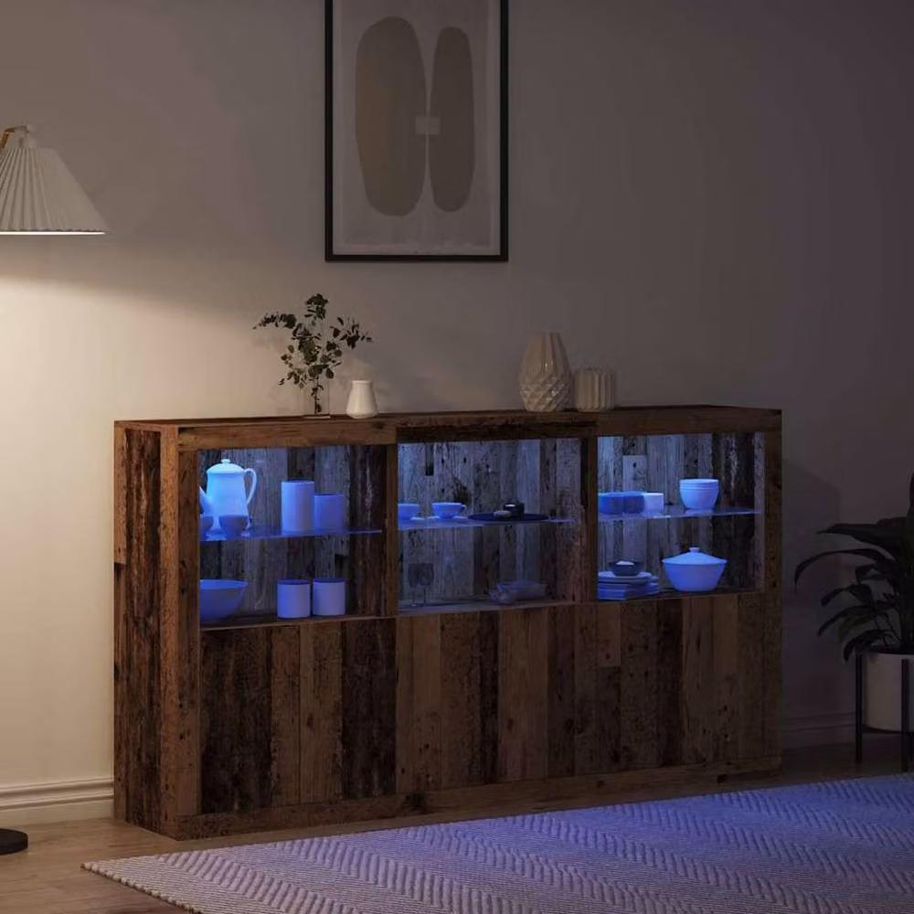 Berkfield Home Rustic Brown Sideboard with Integrated LED Lights, W/D/H: 181.5 x 37 x 100 cm – 5