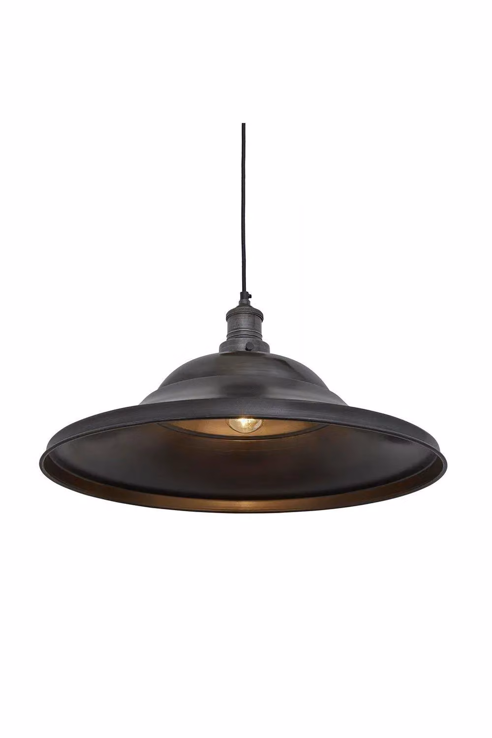 Industville Brooklyn Giant Hat Pendant Light in Pewter and Dark Grey, Diameter: 53.34 cm – 2