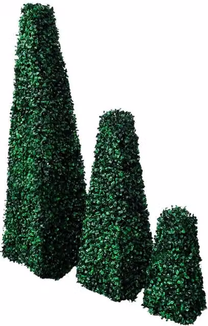 Berkfield Home Set of 3 Green Artificial Boxwood Pyramid Topiary Potted Tabletop Plants – 1