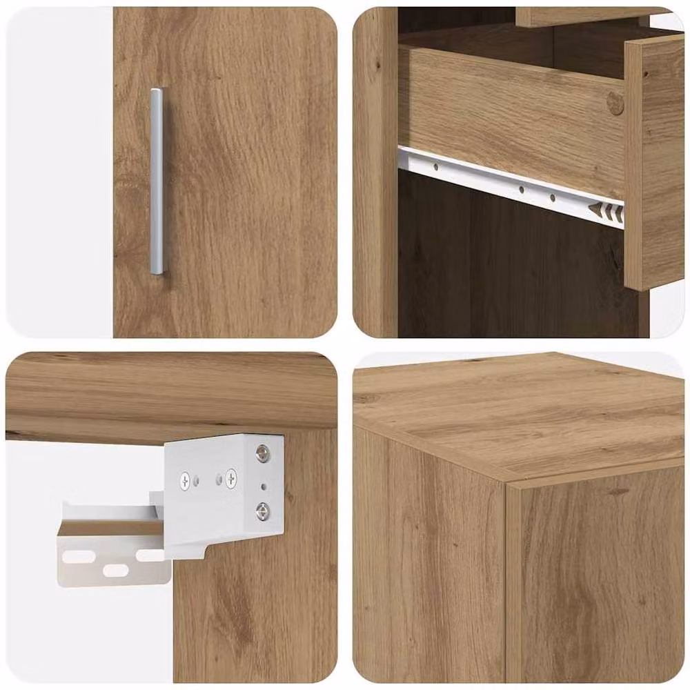Berkfield Home Slim Storage Cabinet in Artisan Oak, Brown, W: 30 cm, D: 22.5 cm, H: 225 cm – 4