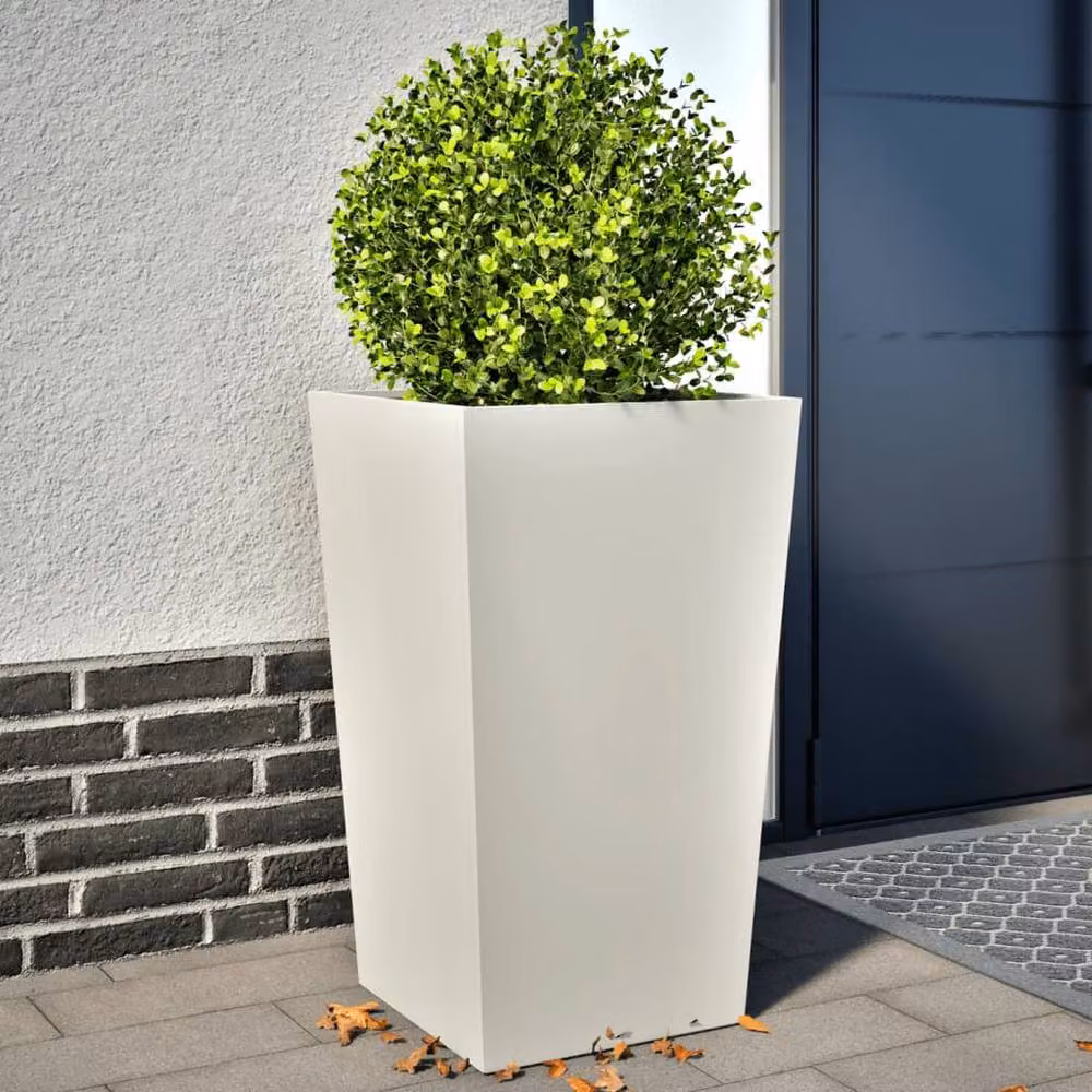 Berkfield Home Garden Steel Planter Tubs, White, 2 Pieces, W/D/H: 45 x 45 x 75 cm – 2