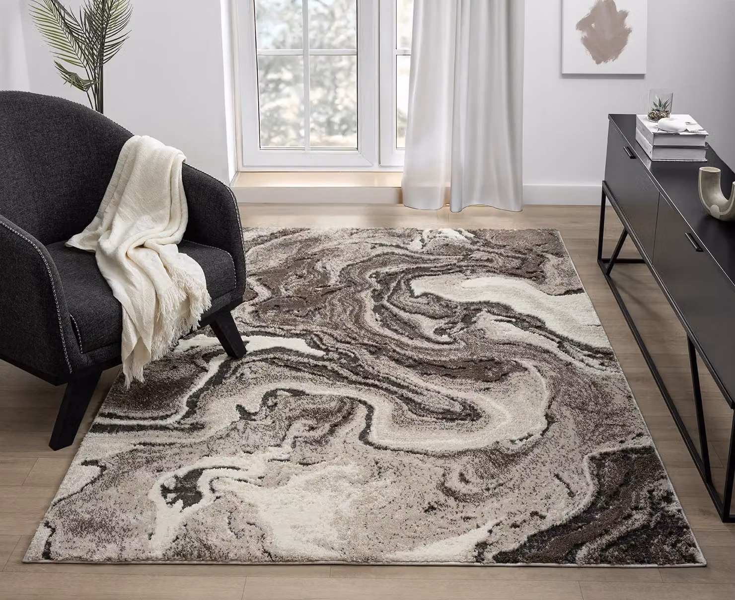 Desire Rugs Eleanor Modern Abstract Living Room Area Rug in Beige and Brown, W: 120 cm, L: 170 cm – 5