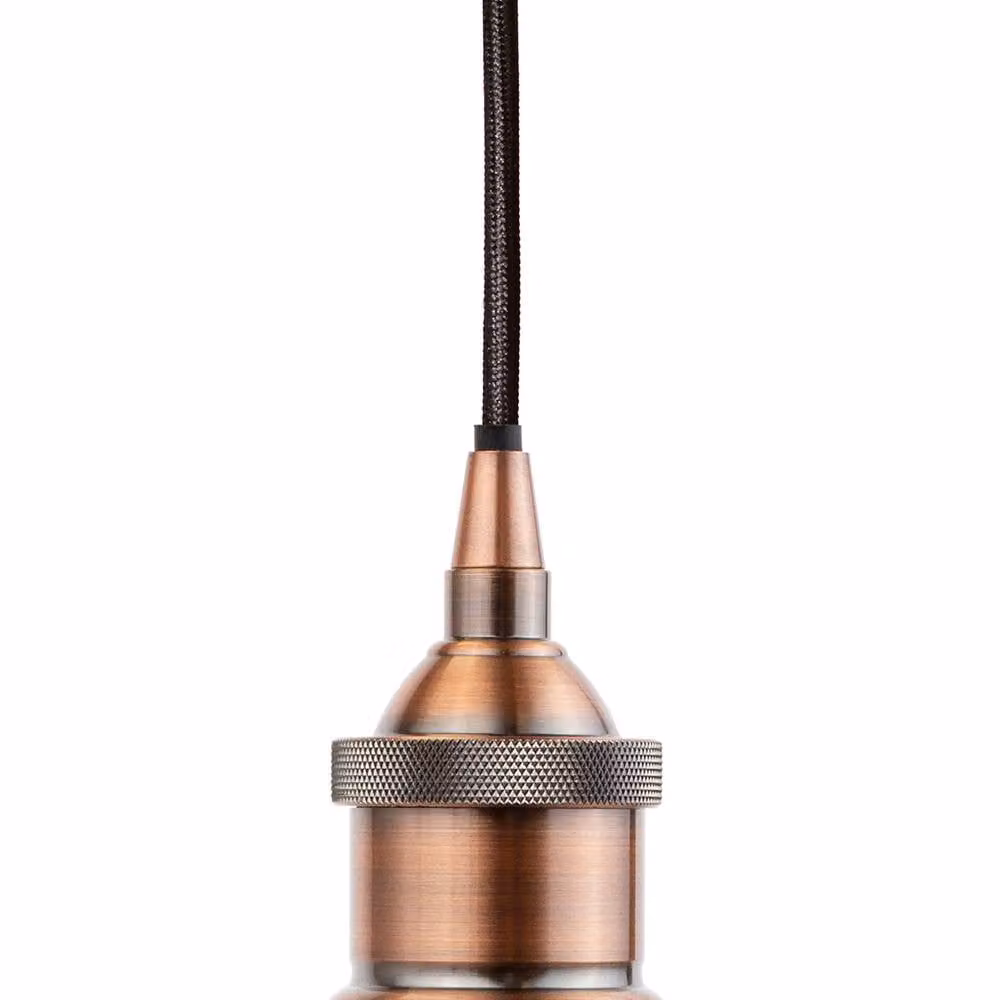 SE Home St Edmund's Round Suspended Pendant Light in Navy Blue and Antique Copper